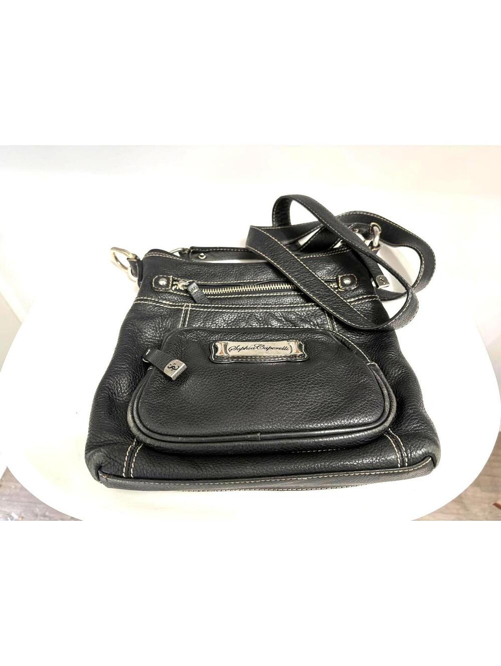 *SUMMER SALE*Sophia Caperelli Black Leather Silver Detail Crossbody - Picture 3 of 6